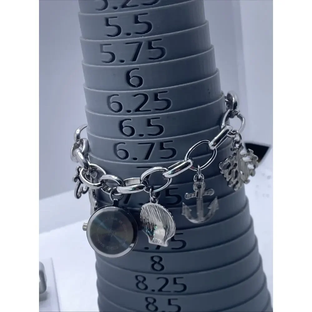 Vintage Womens Ocean Theme Charm Bracelet Watch Works New Battery